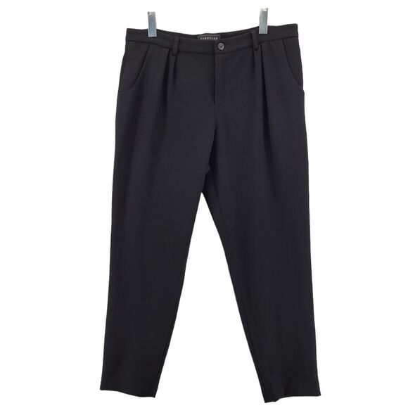 Peruvian Connection Black Pleated Dress Pants Size 12 High Rise Tapered Leg - Picture 1 of 10